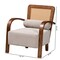 Baxton Studio Sage Modern Japandi Light Grey Fabric and Walnut Brown Finished Wood Arm Chair with Woven Rattan 242-13560-ZORO - alternate 2
